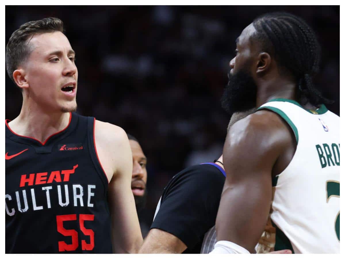 “Trying to get tangled up…” Jaylen Brown takes Duncan Robinson altercation to press conference and calls out Miami Heat star 