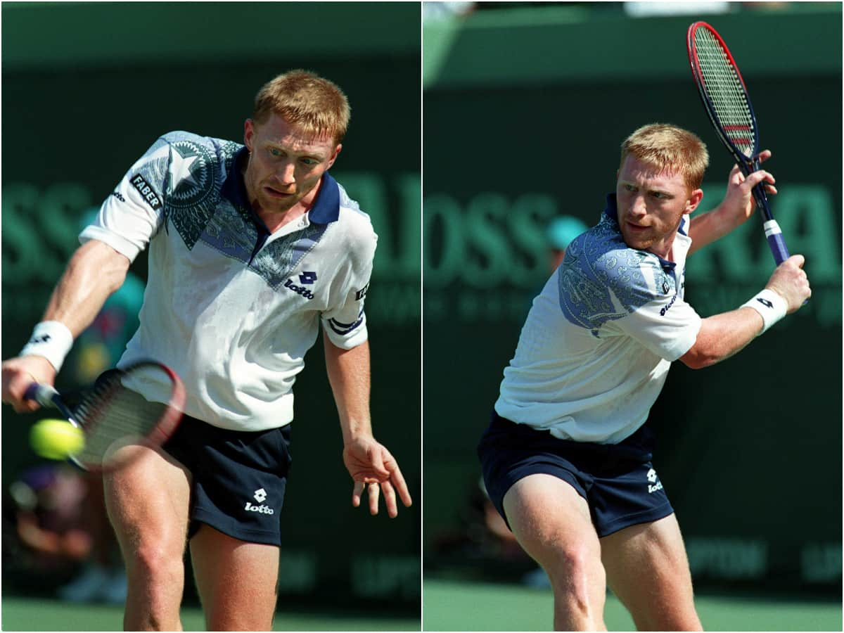 “Actually nice backhand,” Boris Becker cheekily compliments himself as he relives his trademark shot and glory days on court