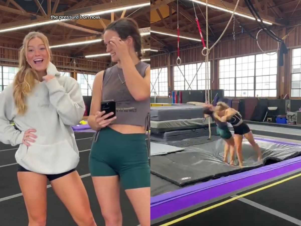 WATCH: Two female gymnasts perform one of the scariest wrestling moves ever after WWE professional allegedly slid into her DMs