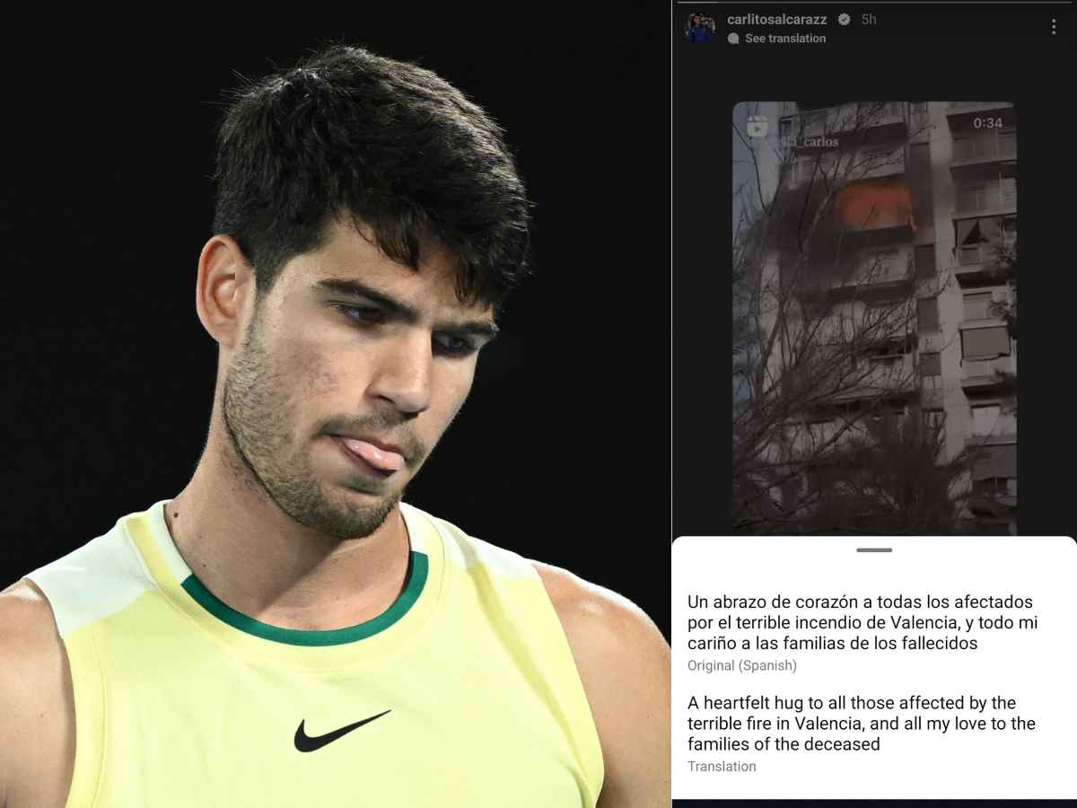 Carlos Alcaraz sends “a heartfelt hug” to victims of the horrible fire in Valencia