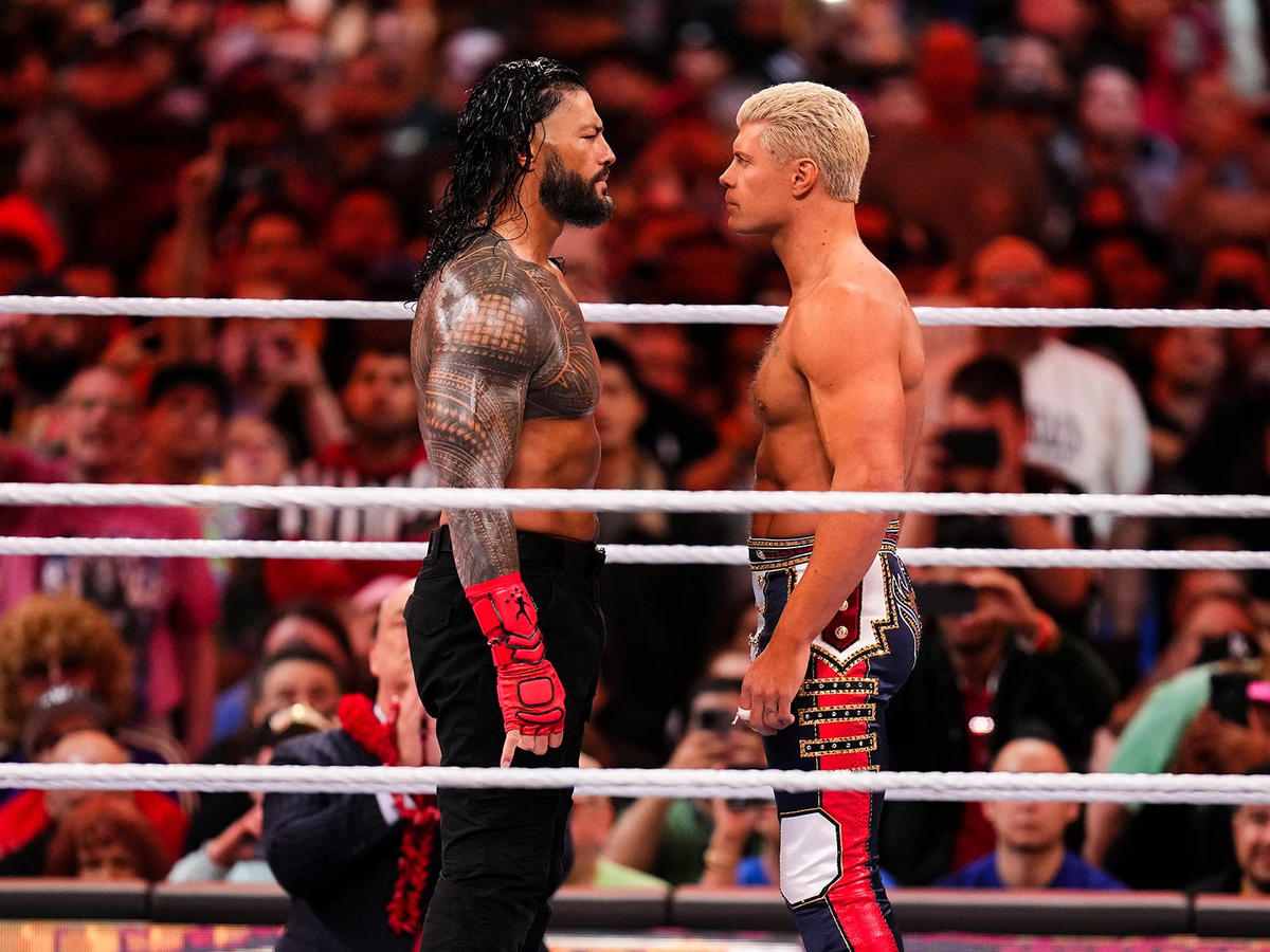 Roman Reigns and Cody Rhodes at WrestleMania 39