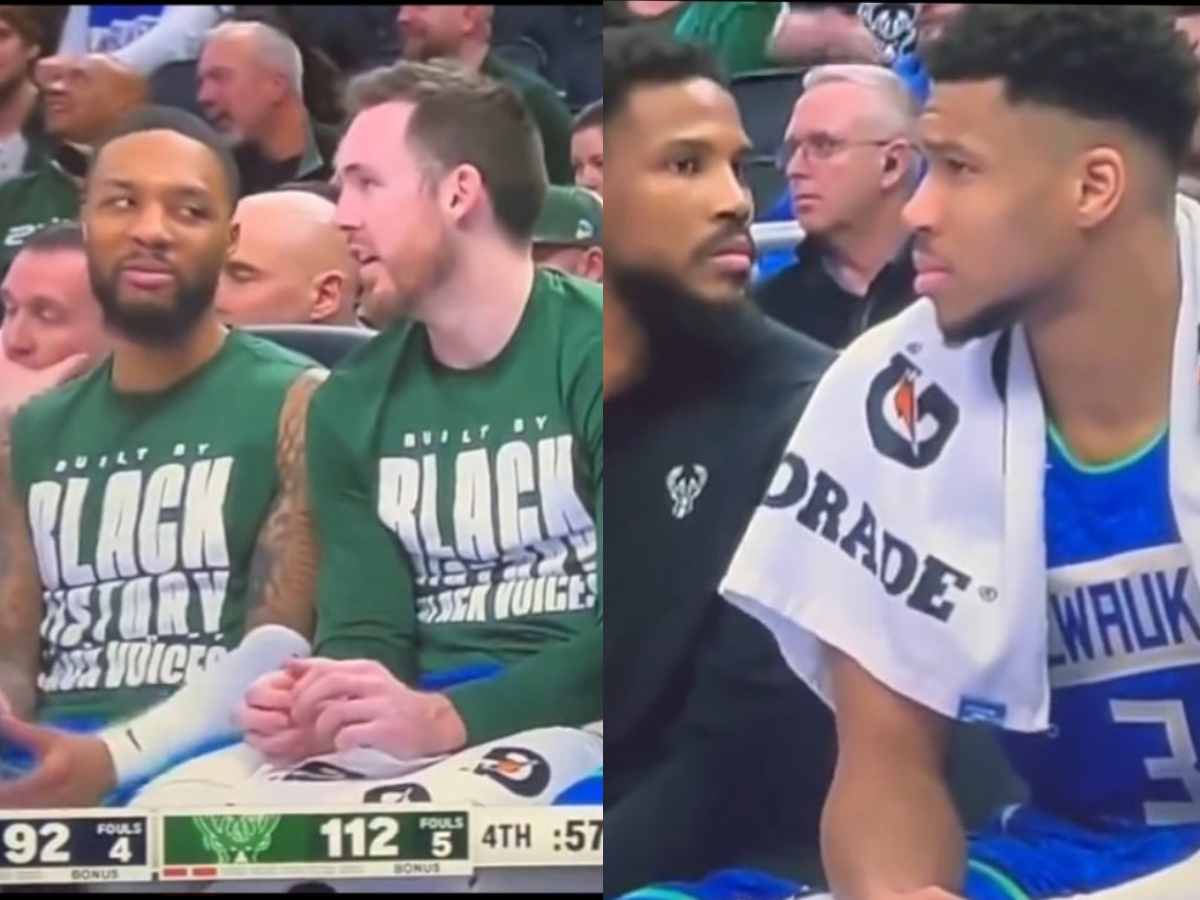 WATCH: Damian Lillard goes VIRAL for holding back laughter after Thanasis Antetokounmpo gets 8-second violation