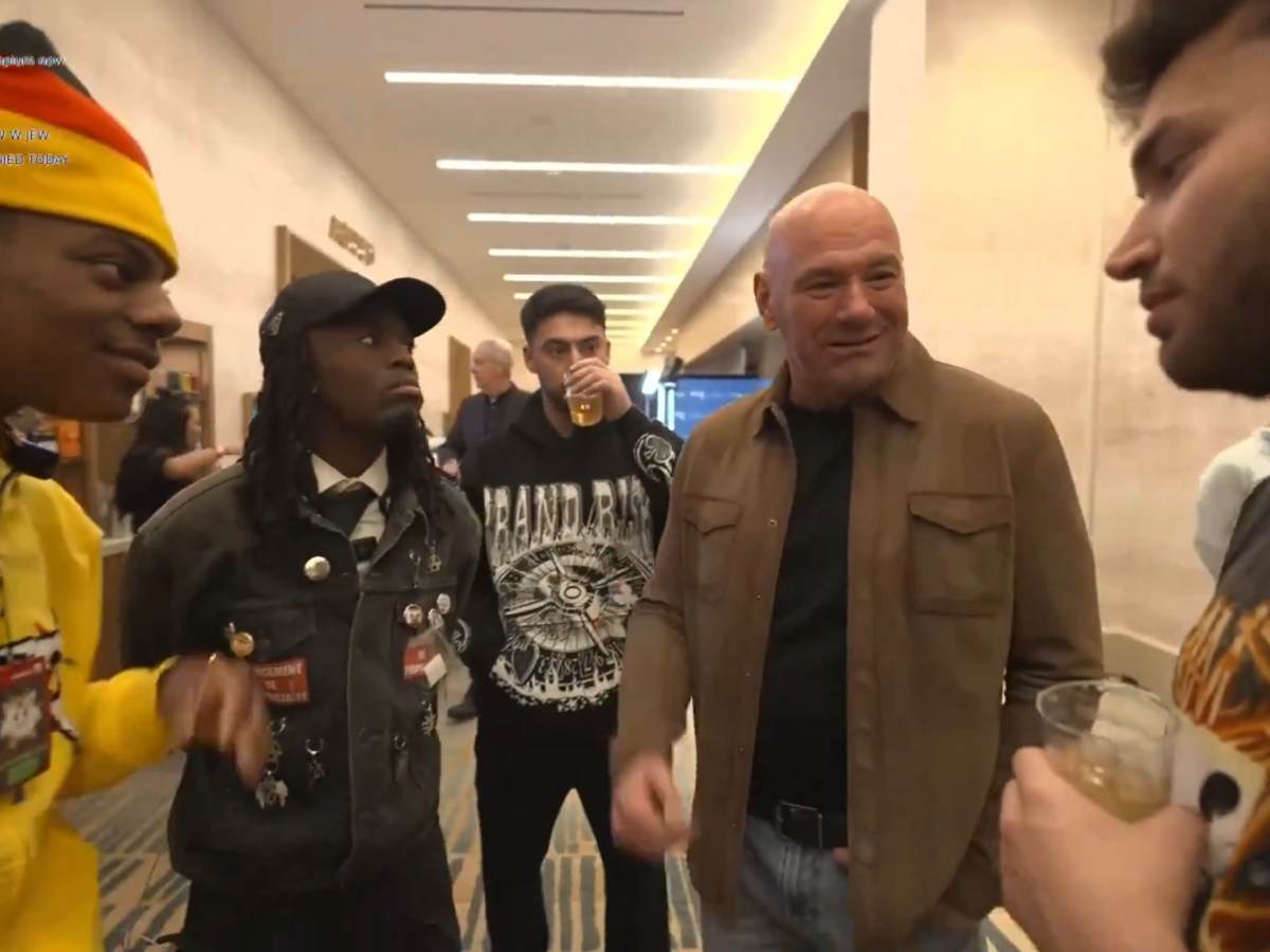 Watch: IShowSpeed, Adin Ross and Kai Cenat meet Dana White at the Power Slap event, talk about the upcoming Super Bowl