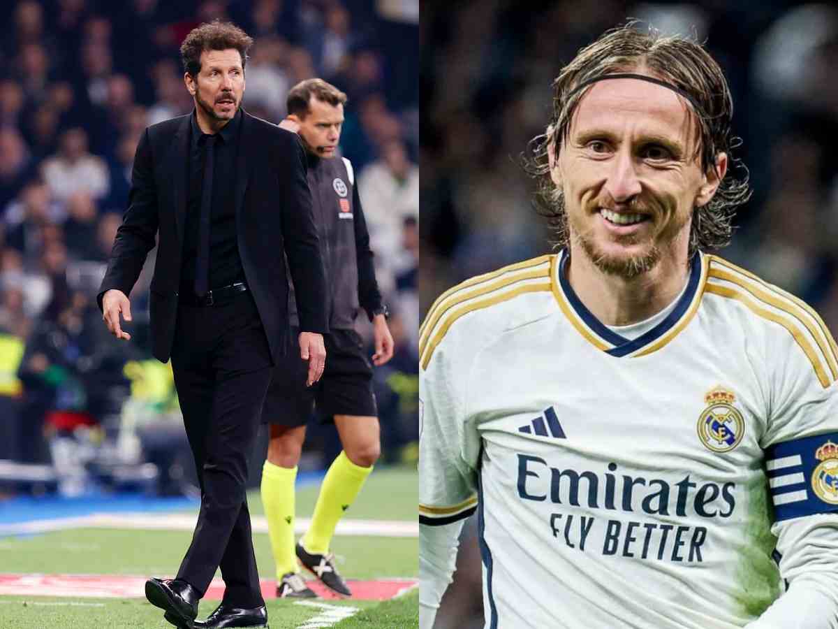 “Luka, come play with us” – Atletico coach Diego Simeone caught JOKING with Real veteran Luka Modric during the Madrid Derby