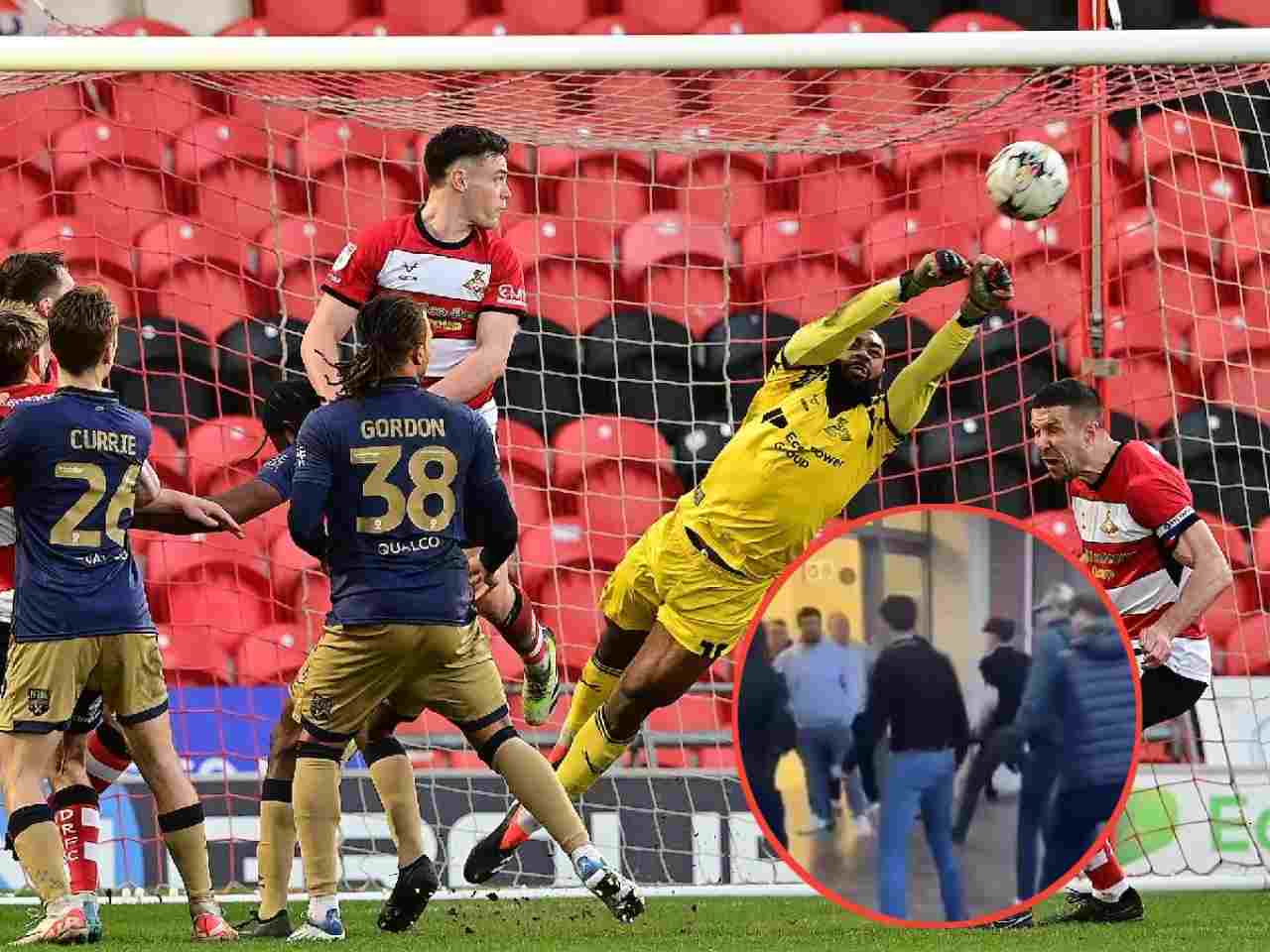 WATCH: Hilarious scenes as fans of Doncaster Rovers and AFC Wimbledon come to blows