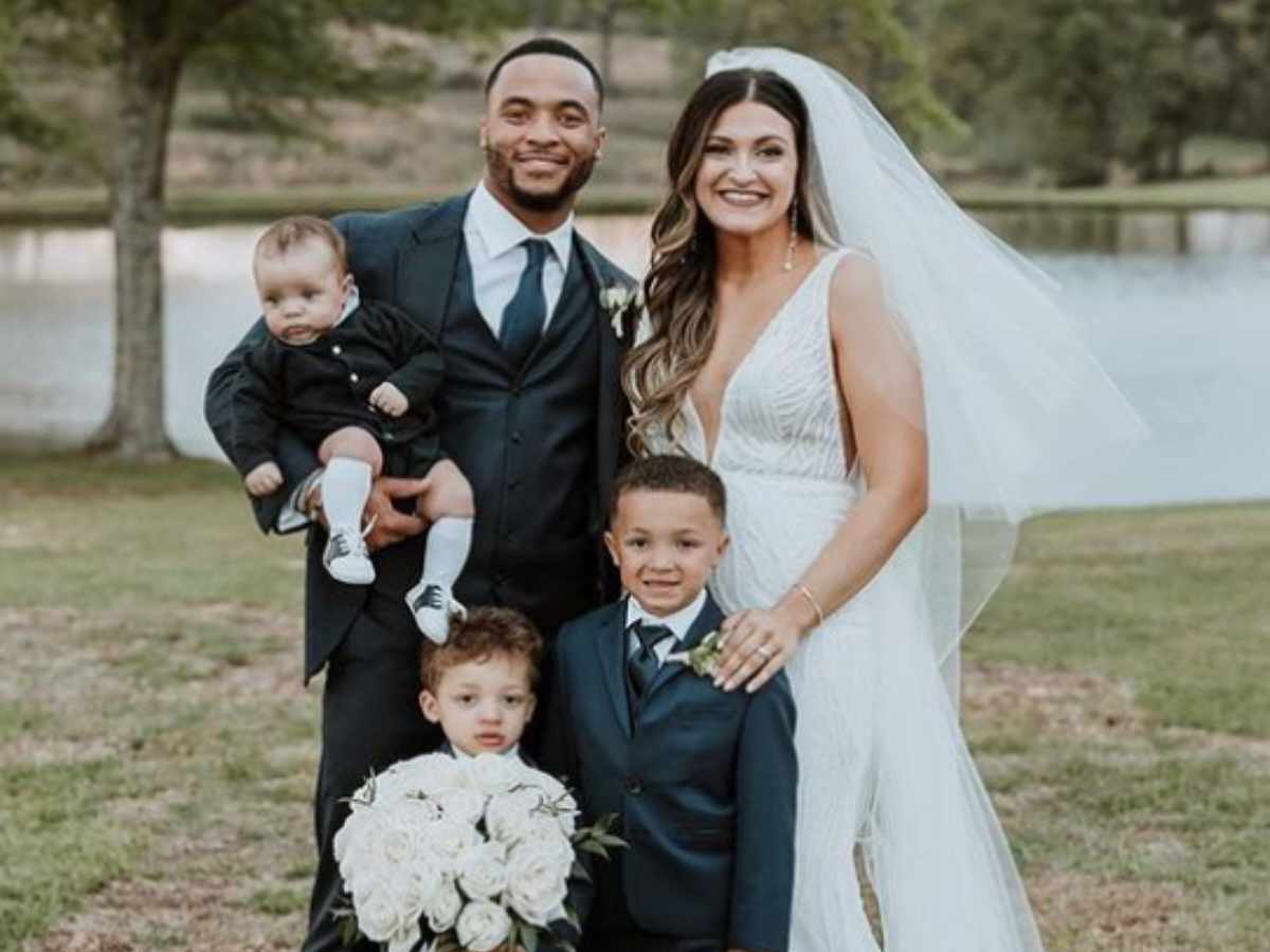 Elijah Mitchell and Jasmine LeJeune with their three children