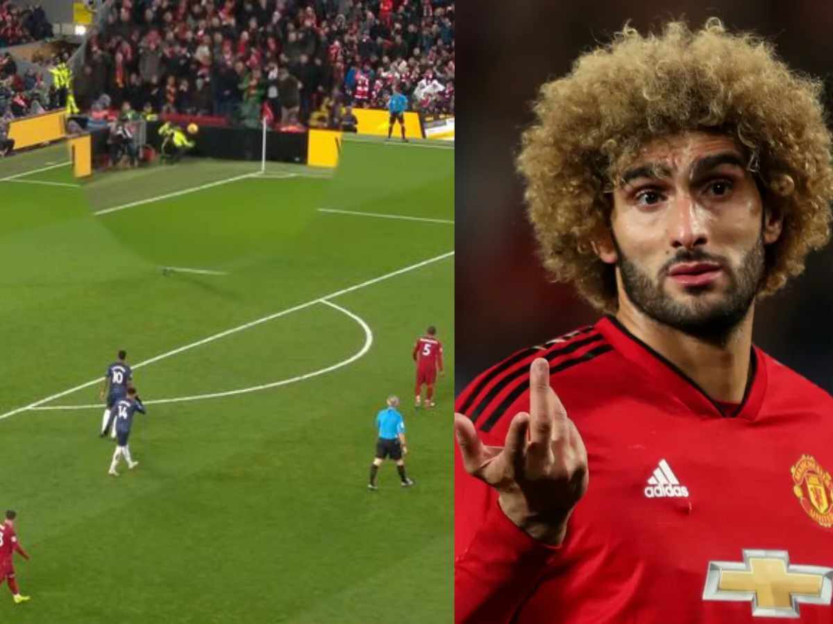 WATCH: Marouane Fellaini nearly ‘KILLED’ steward with mishit shot as fans wish him ‘Happy Retirement’