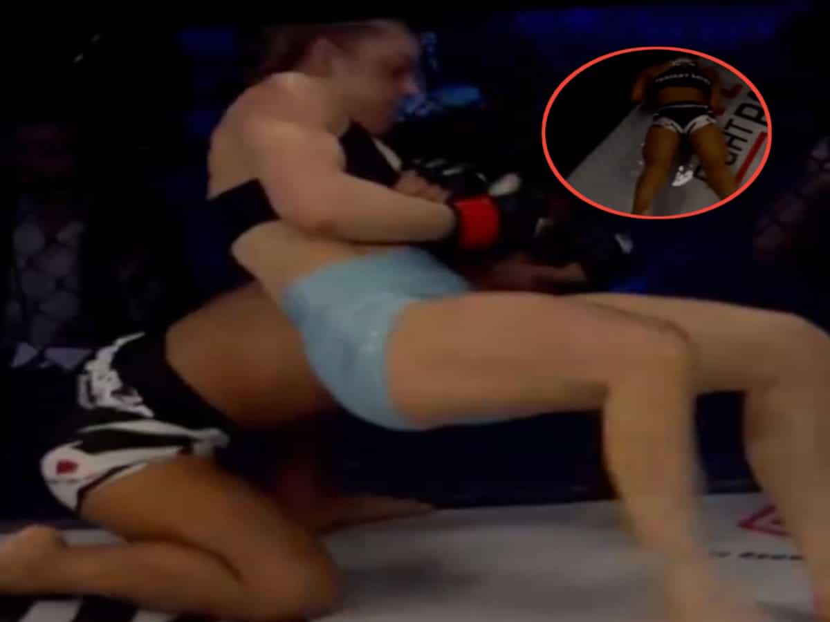 WATCH: Woman fighter has urinary accident after getting BRUTALLY choked by opponent in MMA fight