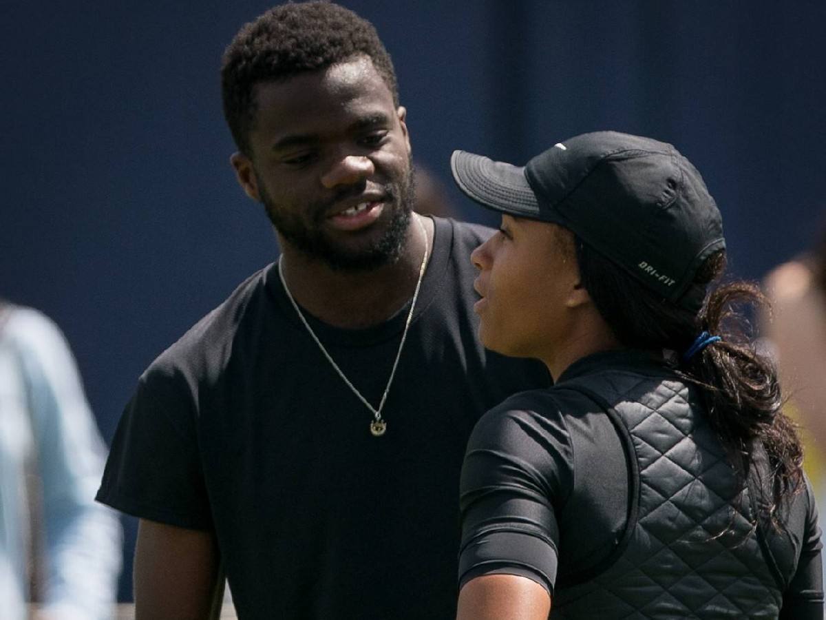 Frances Tiafoe & girlfriend Ayan Broomfield practice during the Fever-Tree Tennis Championships Semi Finals 2019 at The Queen s Club, London, England on 22 June 2019