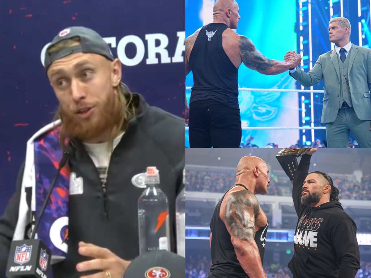 WATCH: San Francisco 49ers’ George Kittle pitches crazy idea for Roman Reigns vs. Cody Rhodes involving The Rock at WrestleMania 40 during Super Bowl press conference