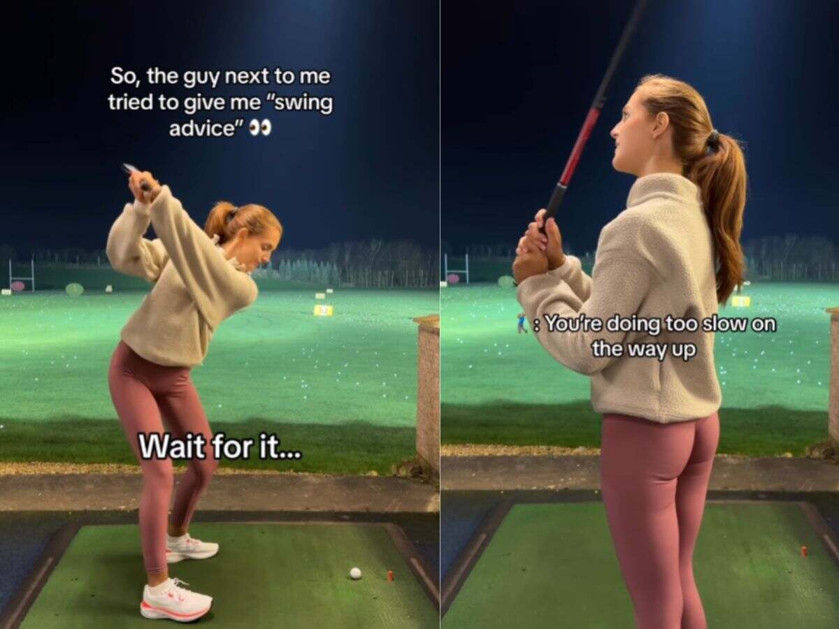 WATCH: “This is actually mental,” Fans react on social media as male golfer offers swing tips to professional female golfer Georgia Ball