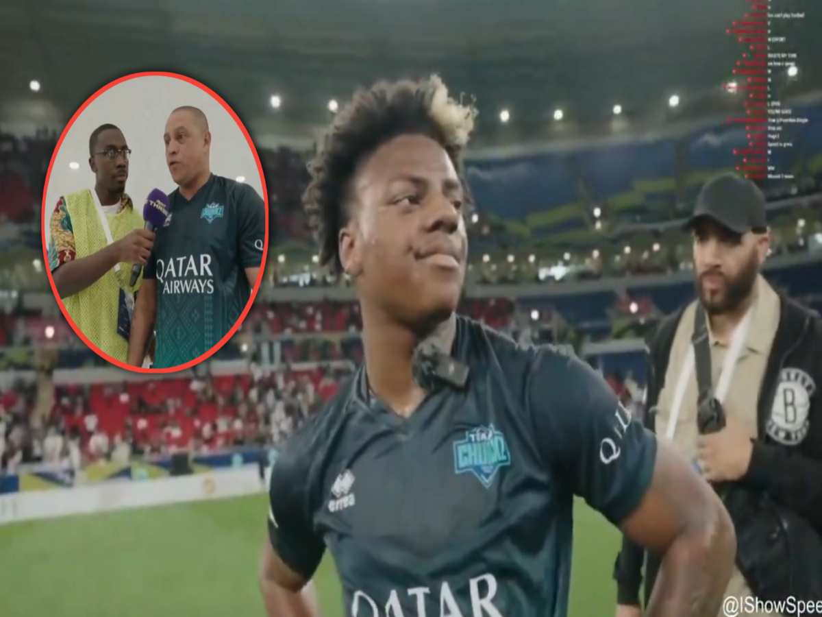 Watch: Roberto Carlos presses IShowSpeed for his AWFUL performance in Match For Hope charity football game