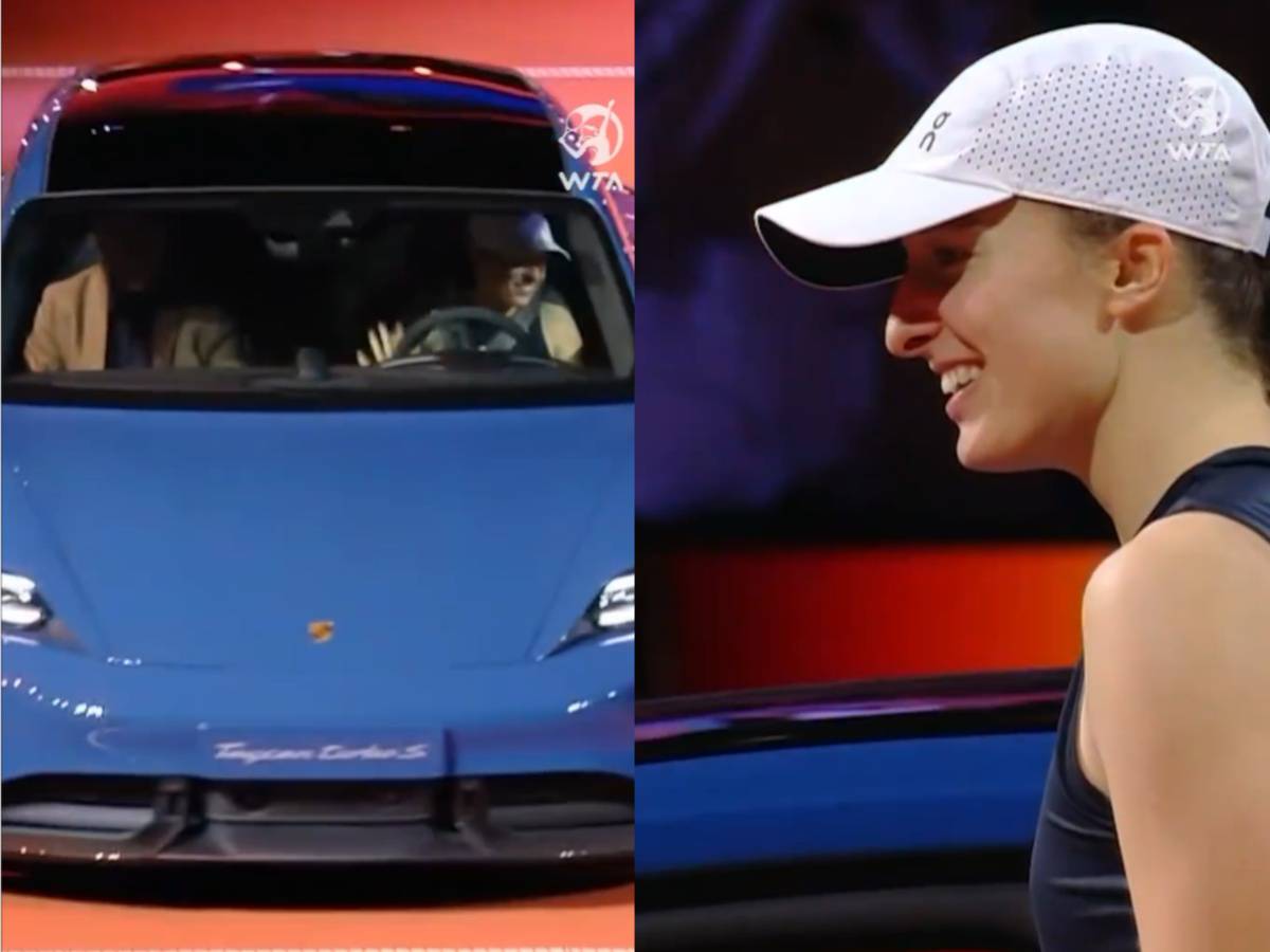 WATCH: Iga Swiatek drives a Porsche Taycan all around the court as the Polish WTA icon relishes her “incredible performance”