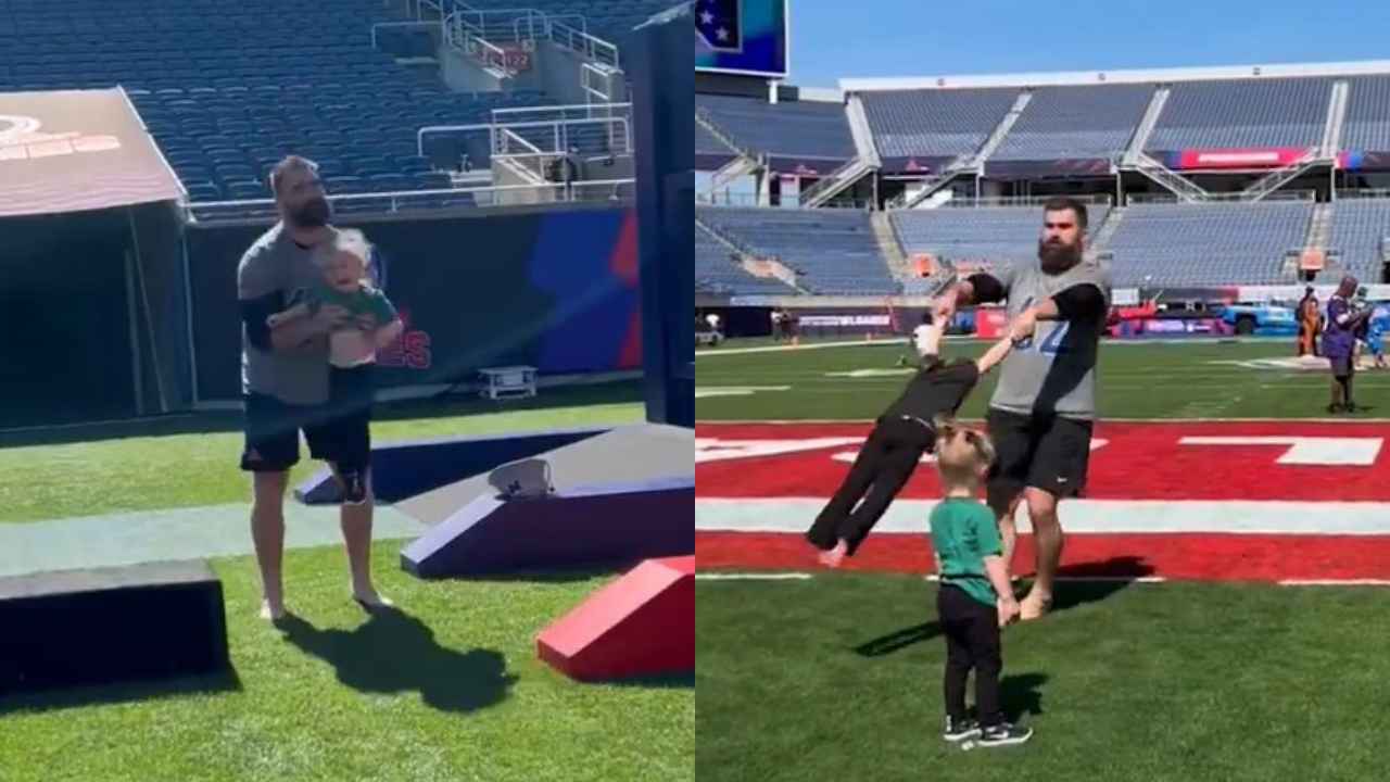 WATCH: Jason Kelce playing with his kids on football field breaks the internet amid retirement buzz