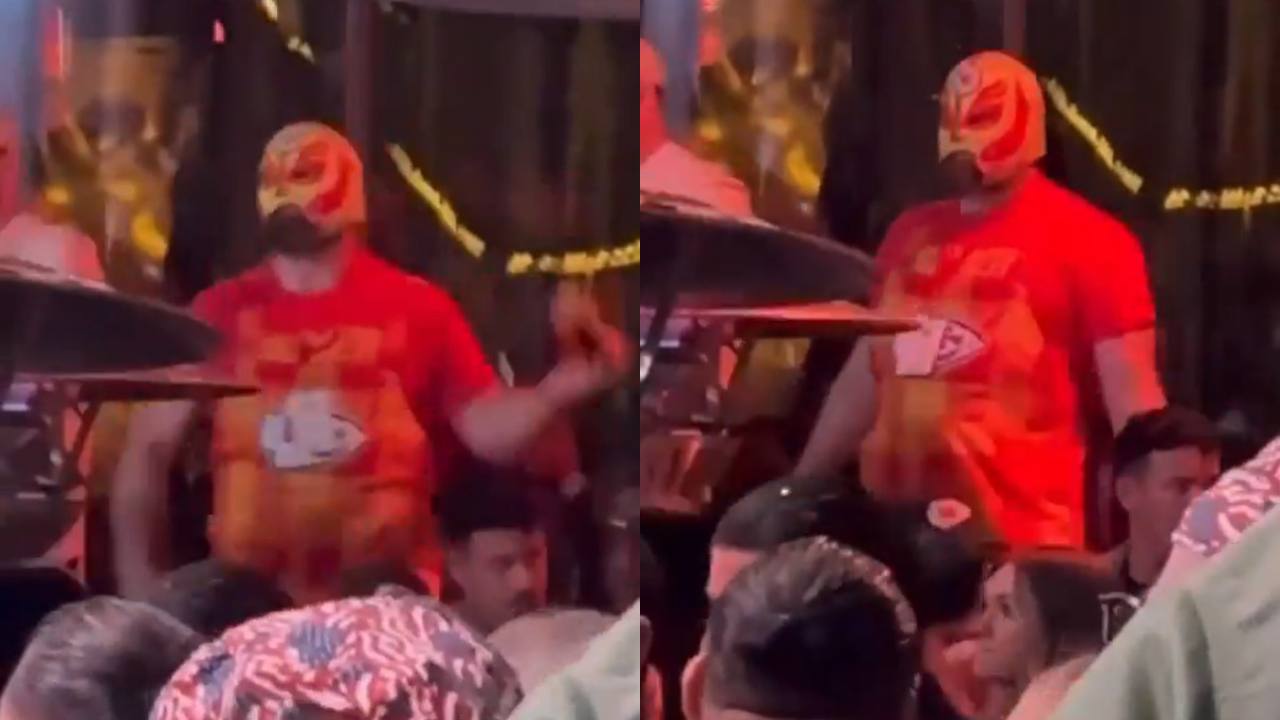 WATCH: Jason Kelce’s Rey Mysterio-inspired look in Vegas night club after Chiefs’ Super Bowl win goes viral