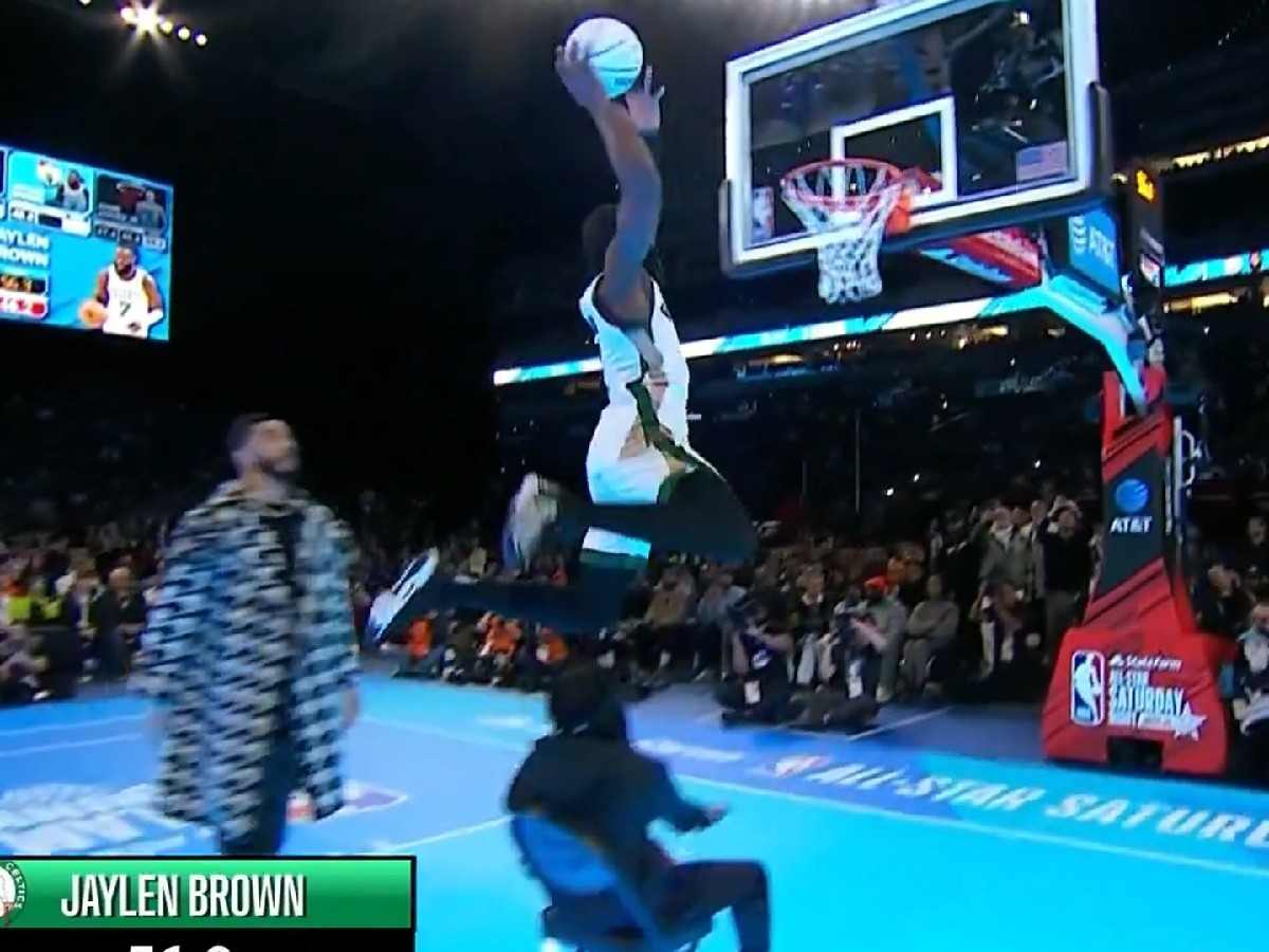 WATCH: Jaylen Brown TERRIBLY booed for dunking over streamer Kai Cenat sitting on chair at All-Star event; fans react