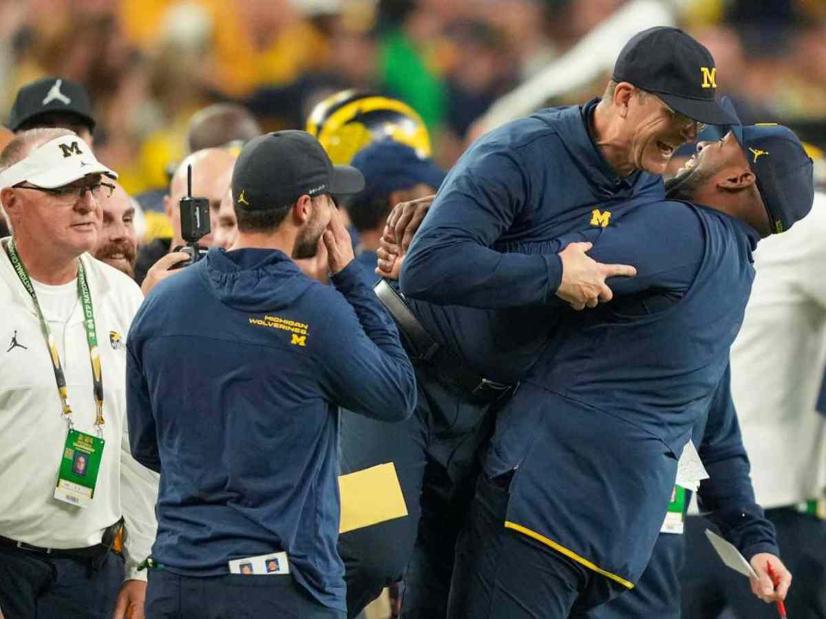 Jim Harbaugh and Sherrone Moore