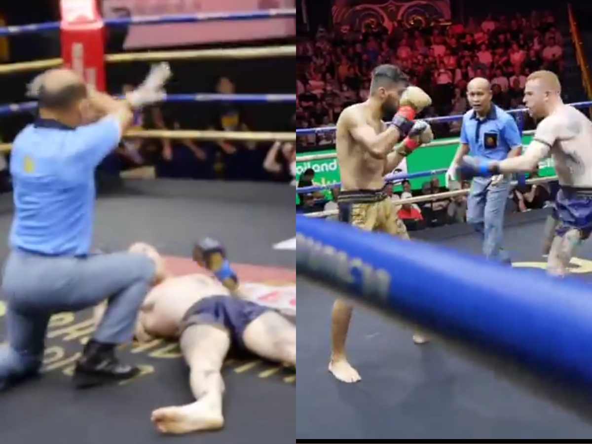 Leg break injury at a Muay Thai event