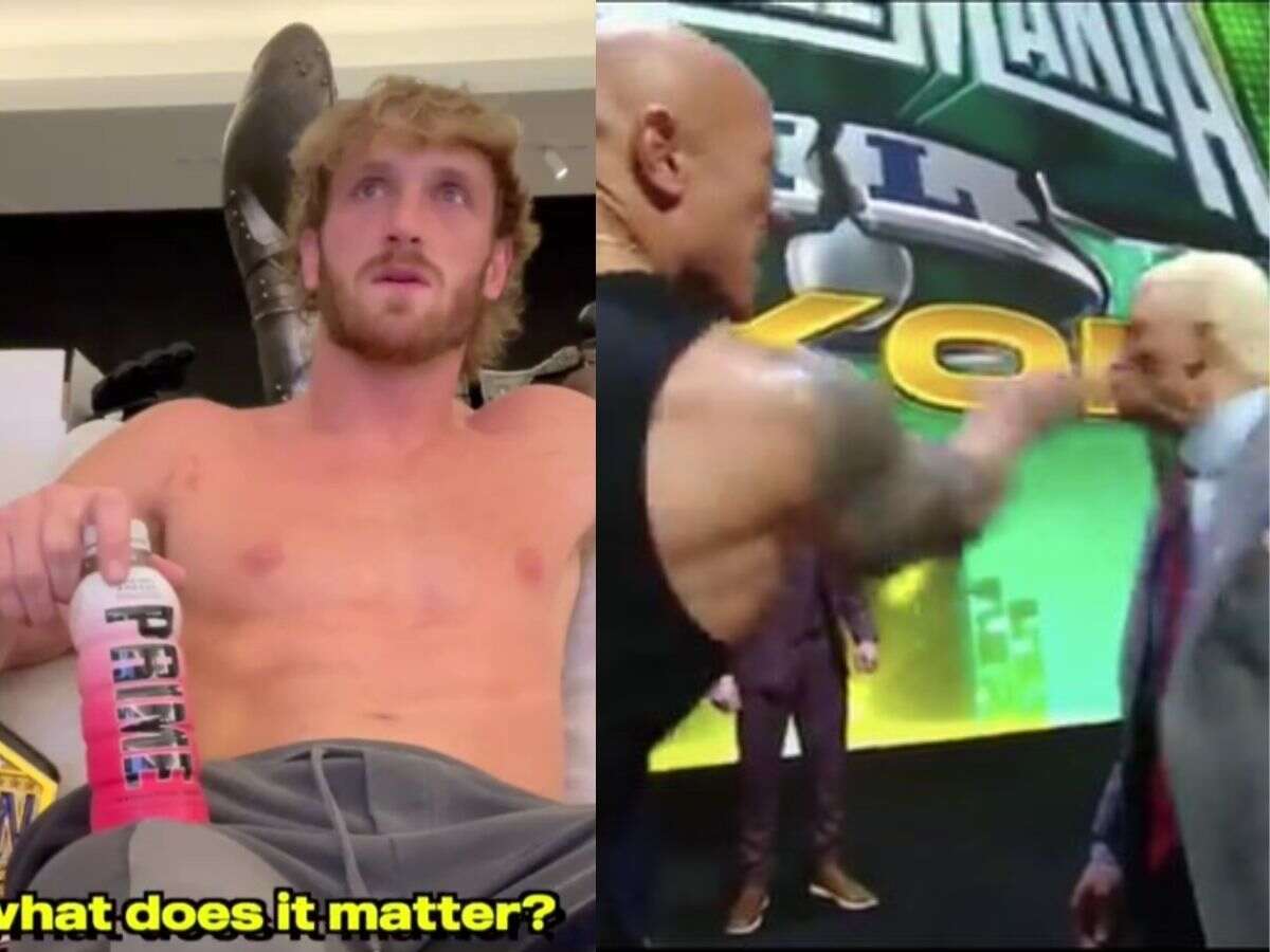 Logan Paul shares his live reaction to Dwayne Johnson’s tight slap on Cody Rhodes at the WrestleMania 40 press conference