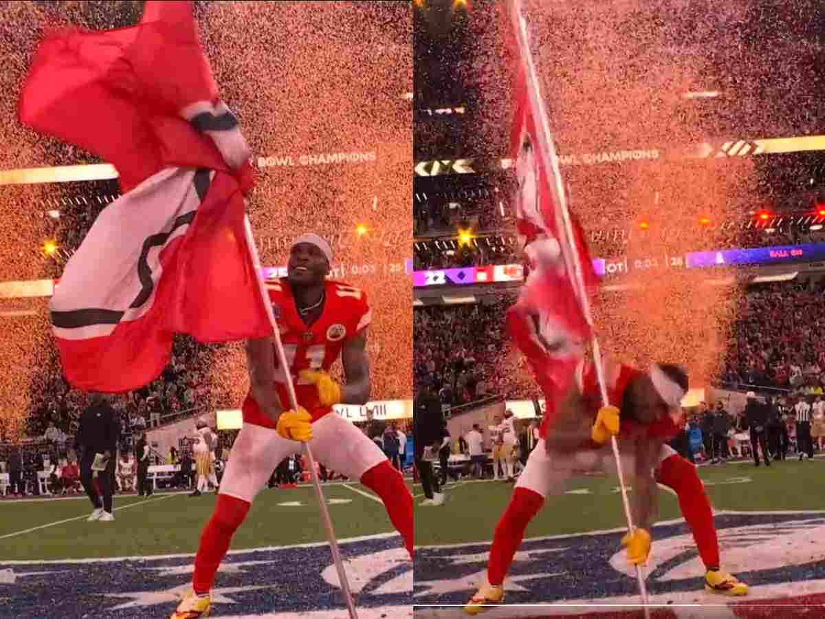 WATCH: “So obviously scripted” – Marquez Valdes-Scantling planting a Chiefs flag in Las Vegas immediately after Super Bowl win sparks crazy reaction on social media