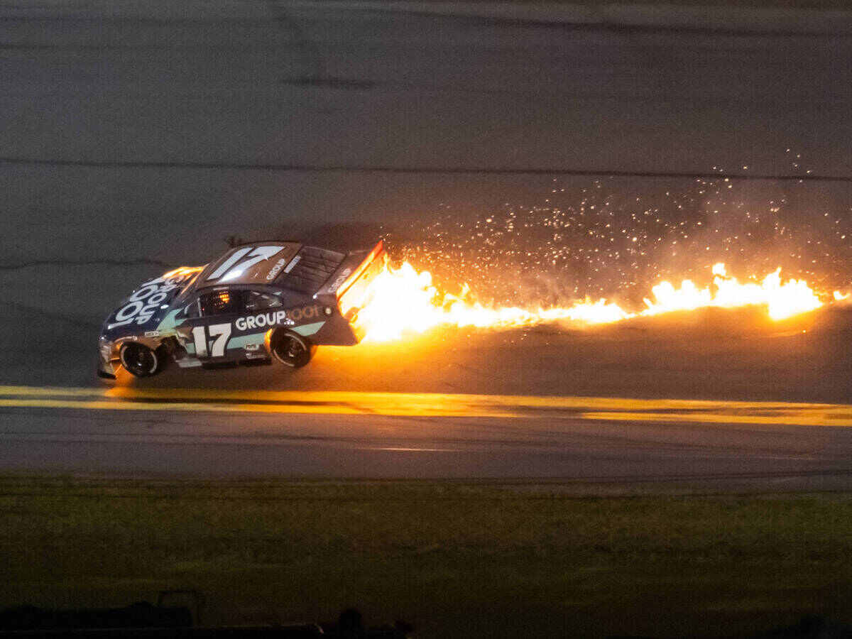 WATCH: Marco Andretti’s car goes up in flames during the ARCA Daytona season opener