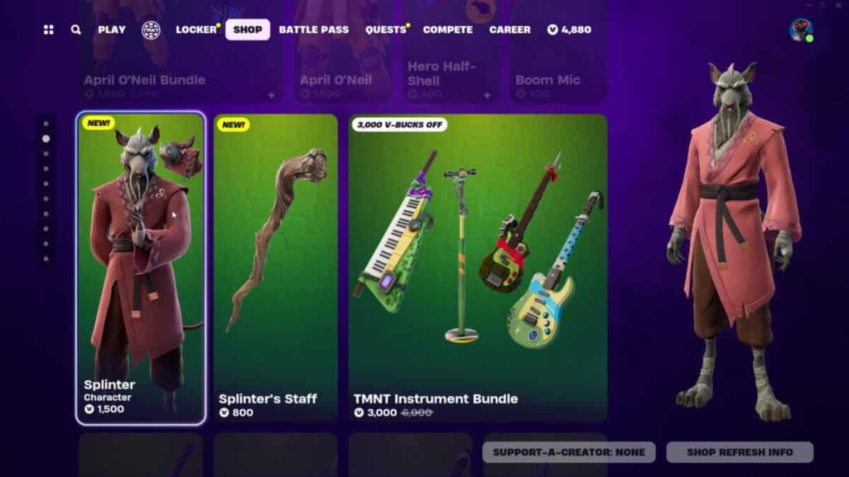 Master Splinter Skin in Fortnite shop