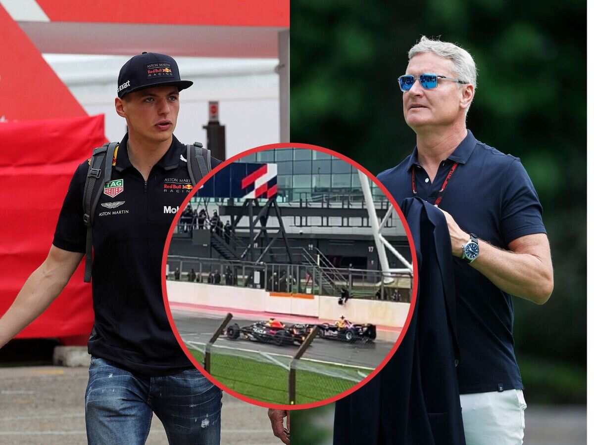 WATCH: “Meanwhile Christian Horny is sending pictures”- Max Verstappen races David Coulthard in a Red Bull RB20 vs RB1 race at Silverstone, Fans react