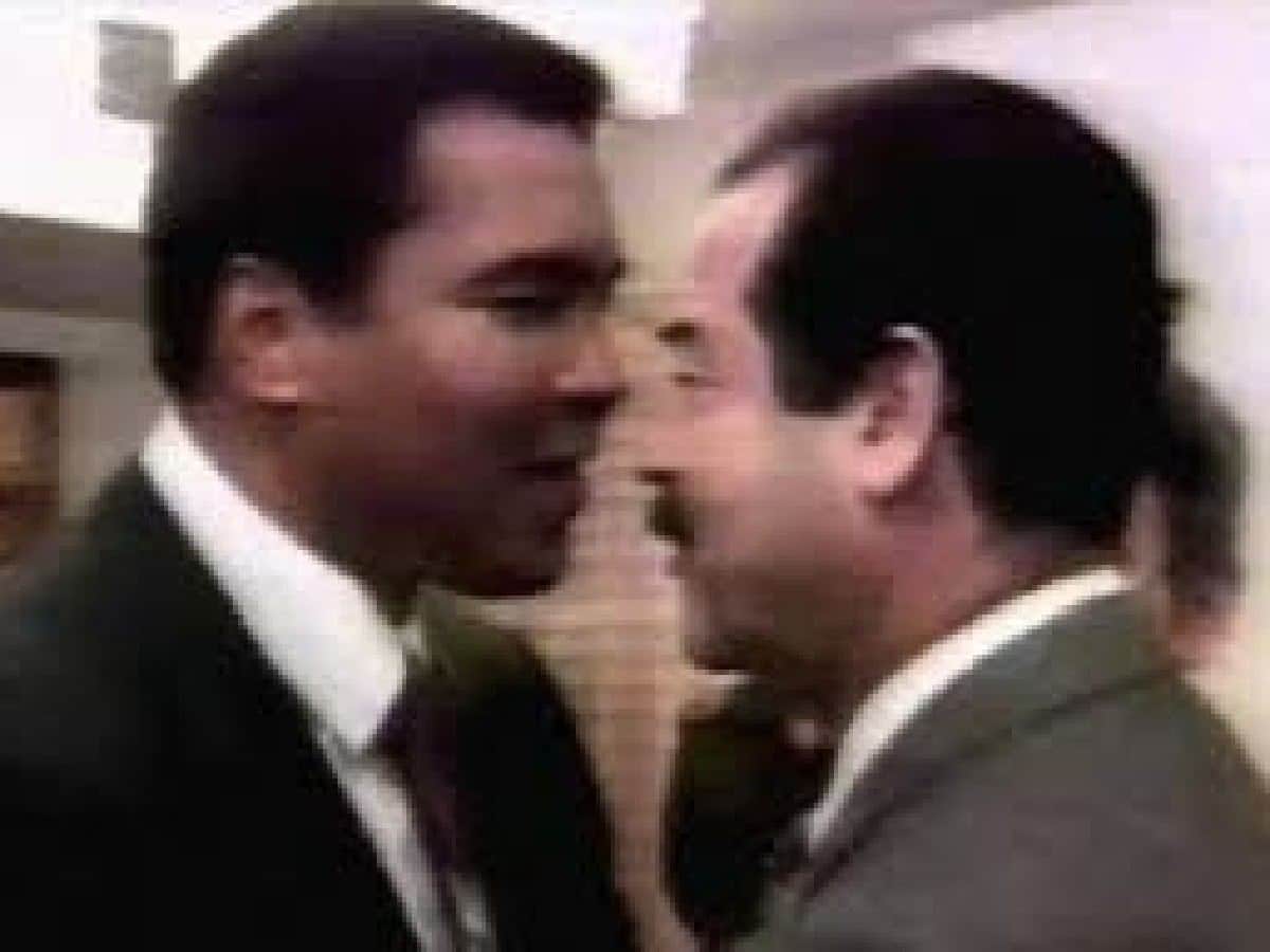 “Today’s ones are scared to speak against genocide” – Muhammad Ali’s ICONIC picture with Saddam Hussein after saving 15 US hostages goes viral again