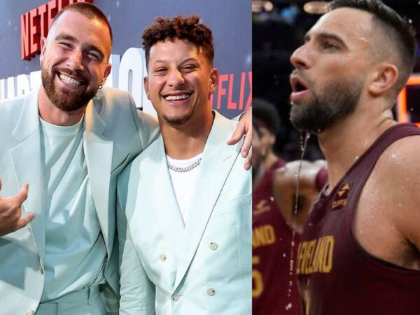 Patrick Mahomes and Travis Kelce with Max Strus