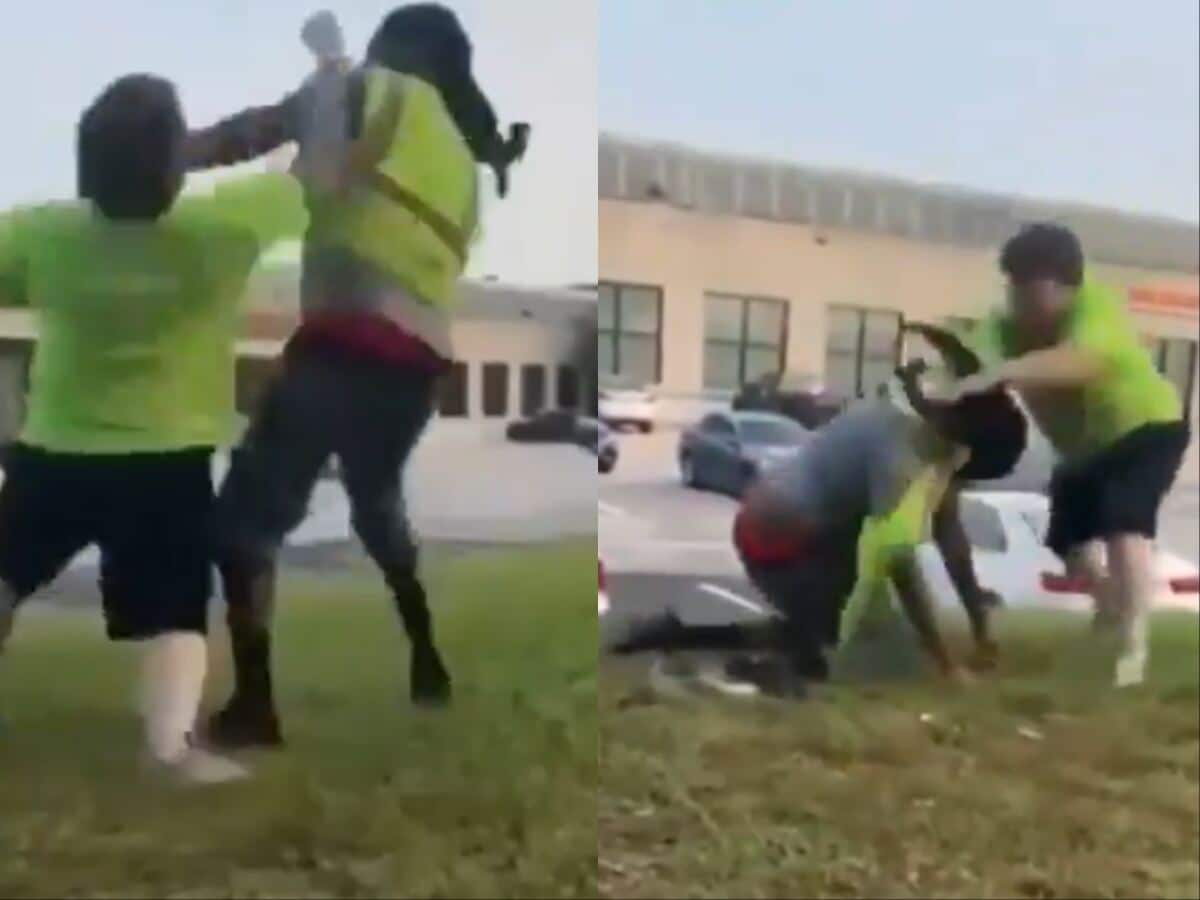 WATCH: “Definitely watched the UFC” – MMA-style street fight near a parking lot leaves fans in splits