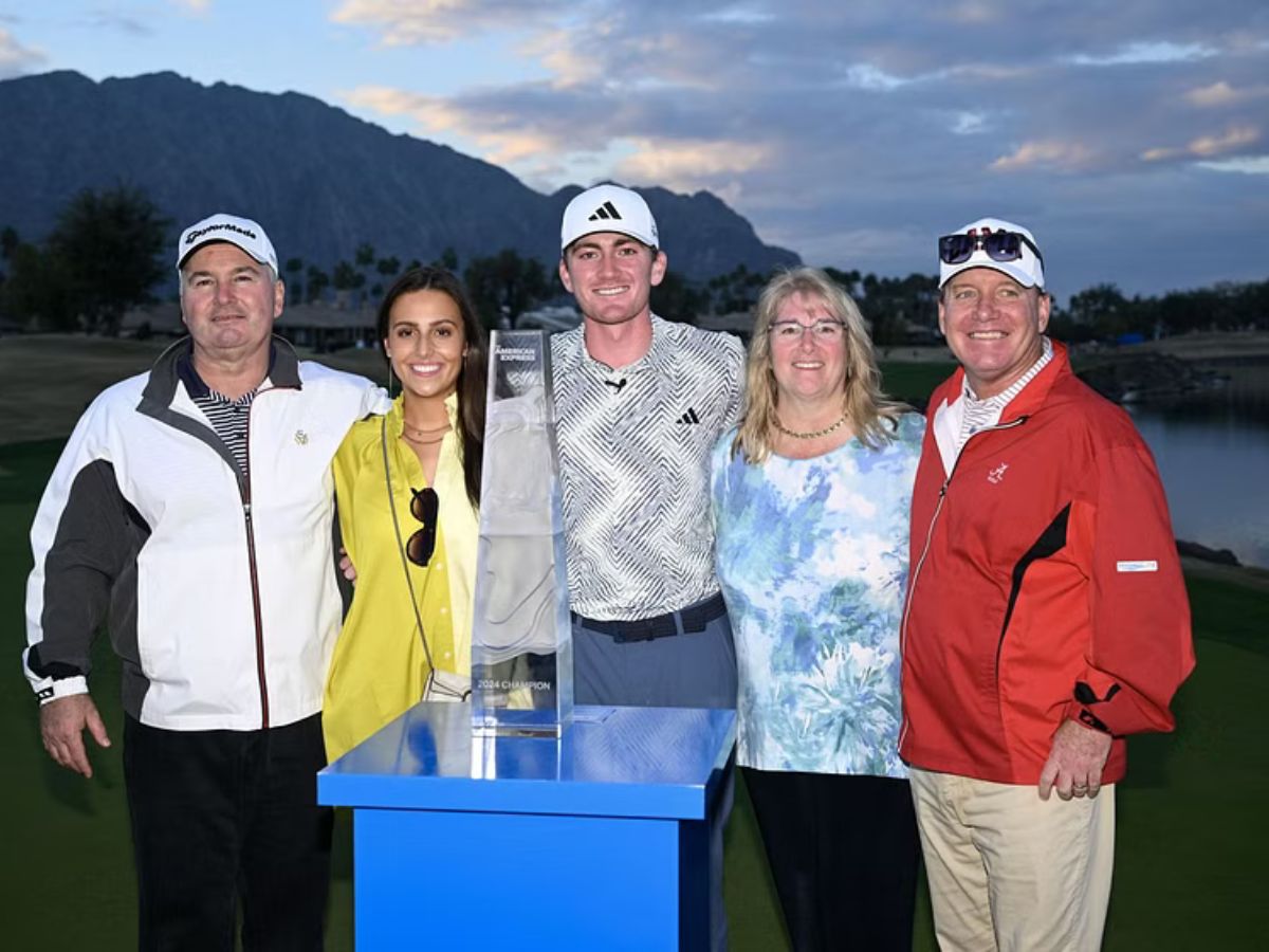 Nick Dunlap with parents, coach, and girlfriend [Image Credit: Sportskeeda]