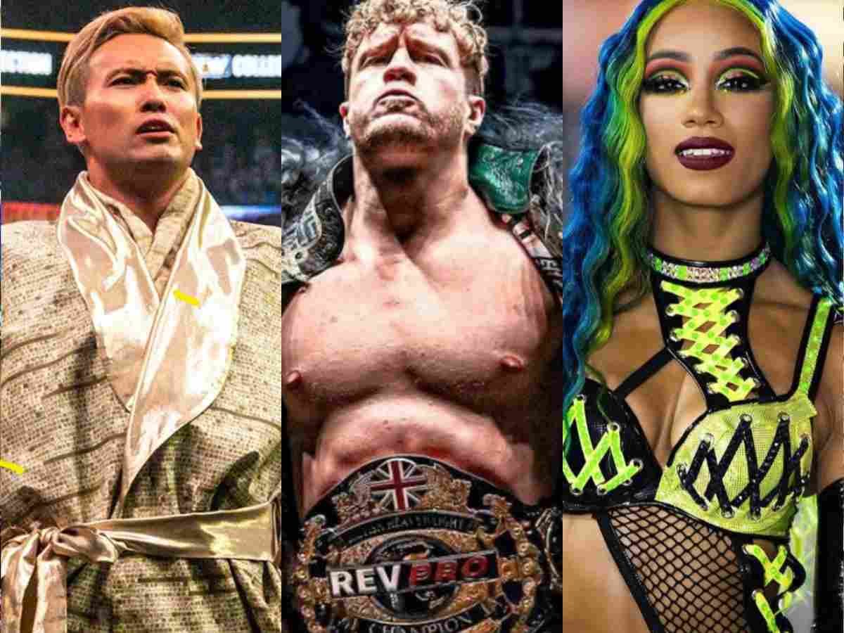 Kazuchika Okada, Will Ospreay, and Sasha Banks