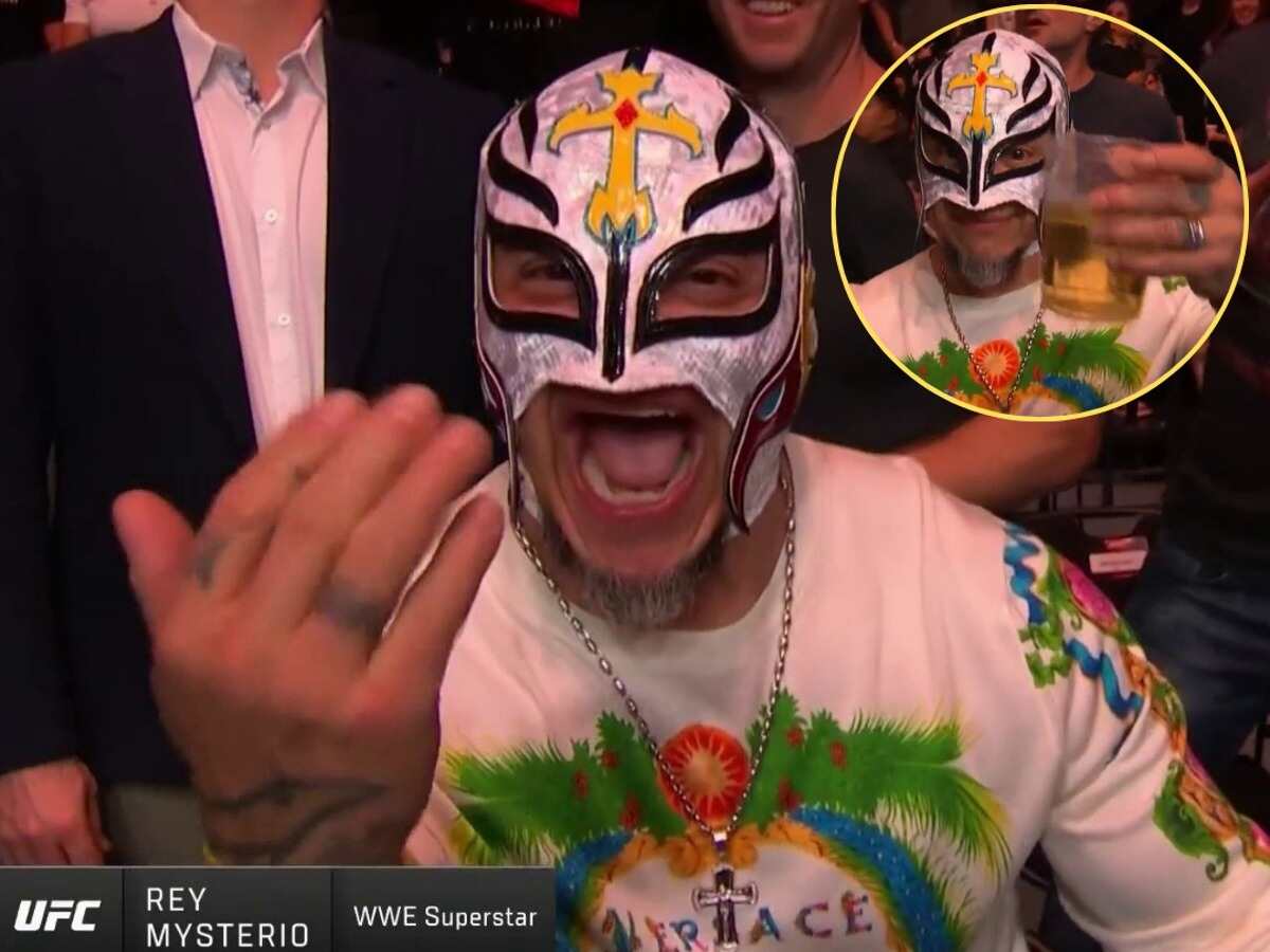 WATCH: Crowd goes bonkers as Rey Mysterio is spotted having a great time at UFC Mexico City while promoting WWE-UFC crossover