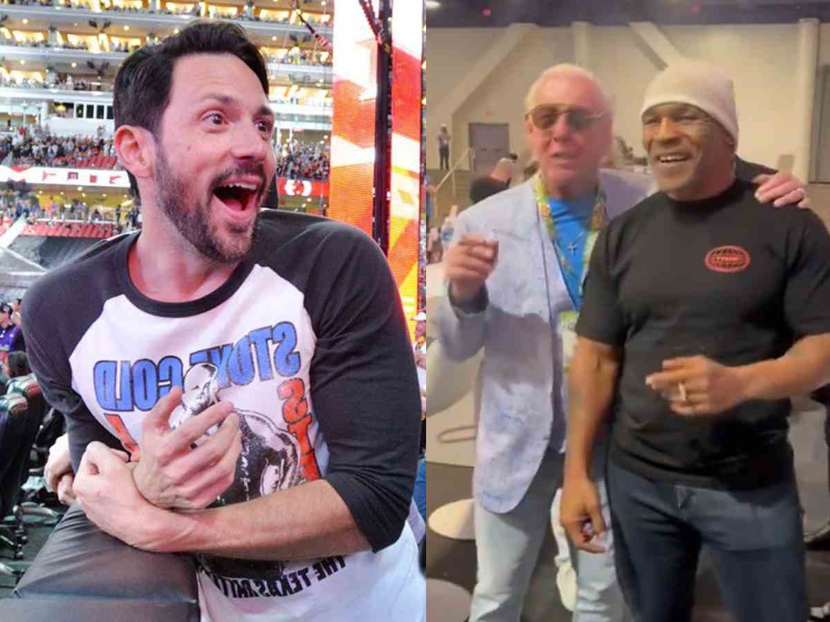 “Two great champions of their sports”- Wrestling fans stunned after Ric Flair spotted smoking a joint with boxing legend Mike Tyson at a Cannabis event