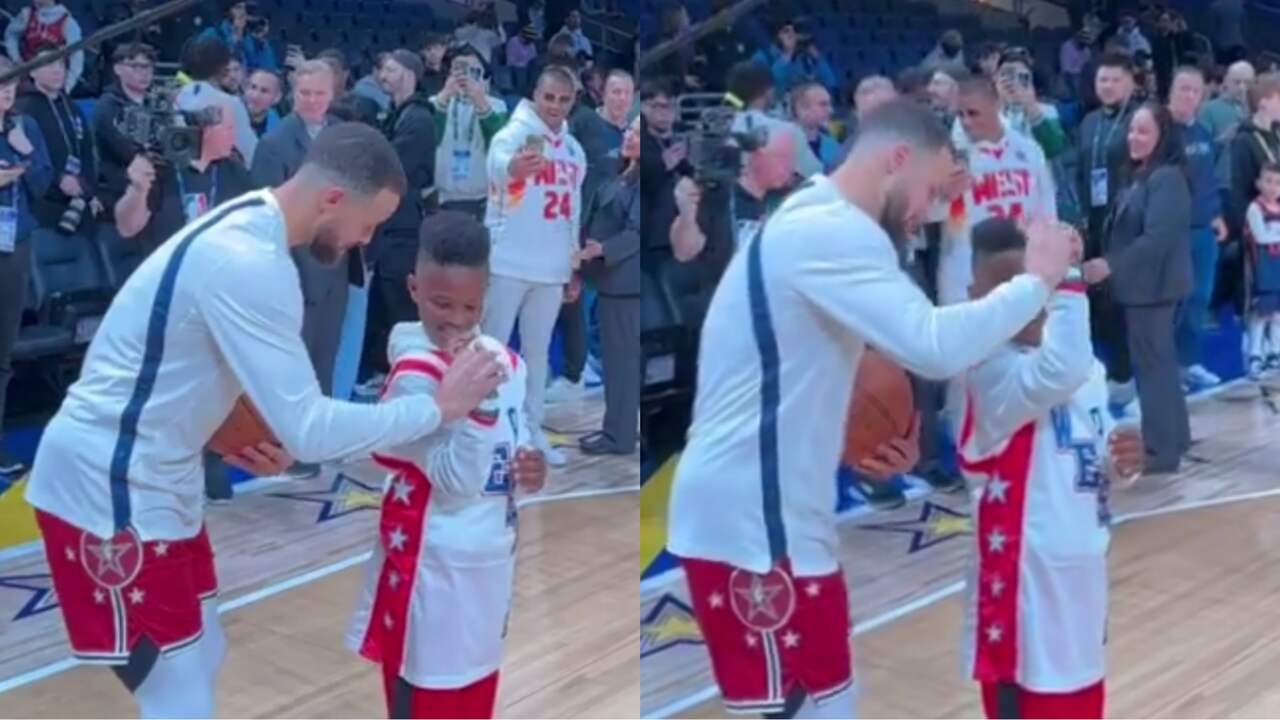 WATCH: “Westbrook shoulda been there!” – Russell Wilson’s stepson taking shooting lessons from Steph Curry before the All-Star Game triggers WILD reactions on social media