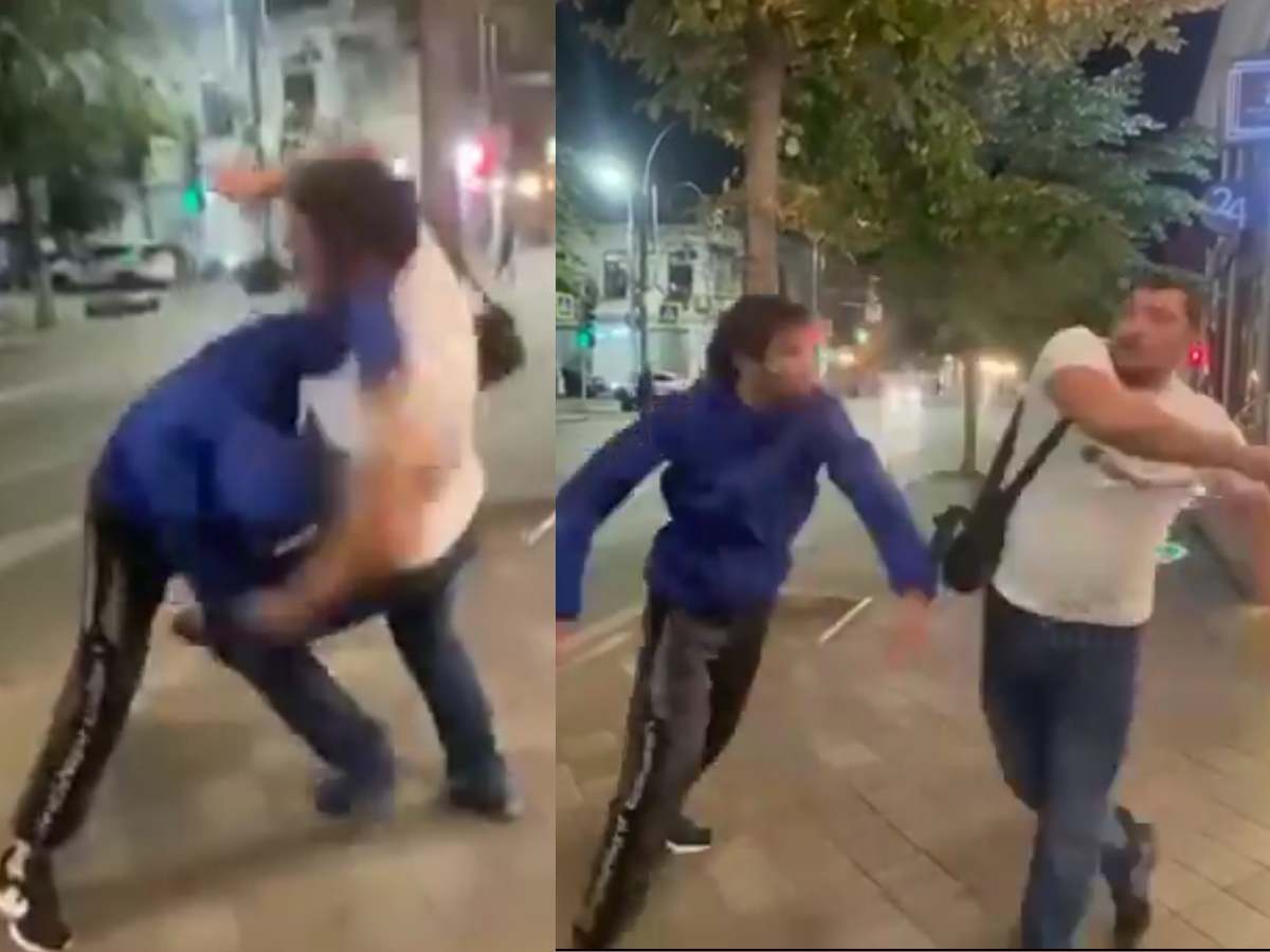 WATCH: “Size doesn’t mean strength” – Skinny man knocks out bigger man in MMA-style street fight leaving fans in splits