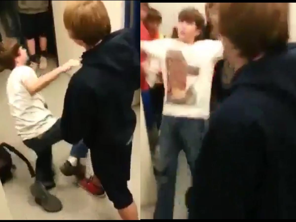 Street fight at high school rest room