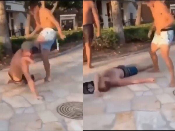 Street fight ends in soccer kick knockout