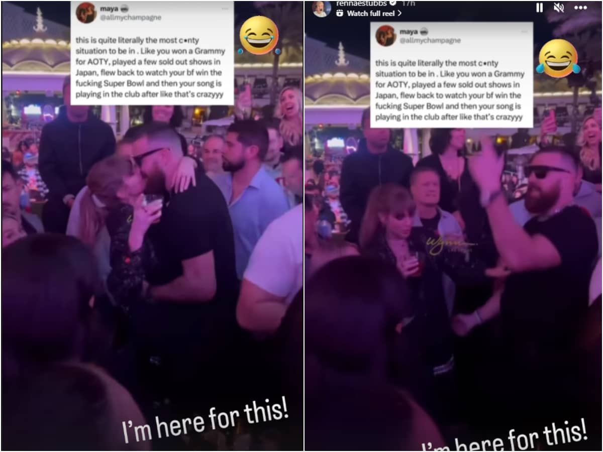 Rennae Stubbs' Instagram story of Taylor Swift and Travis Kelce dancing 