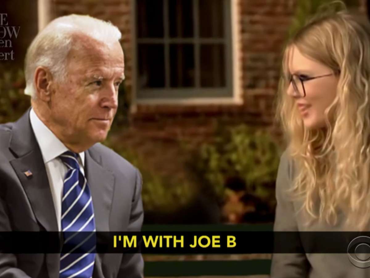 Taylor Swift endorsing Joe Biden in 'Late Show' spoof