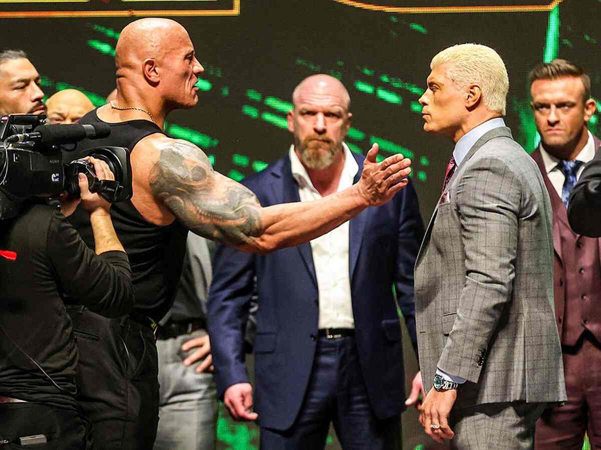 The Rock slaps Cody Rhodes at WrestleMania 40 Kickoff