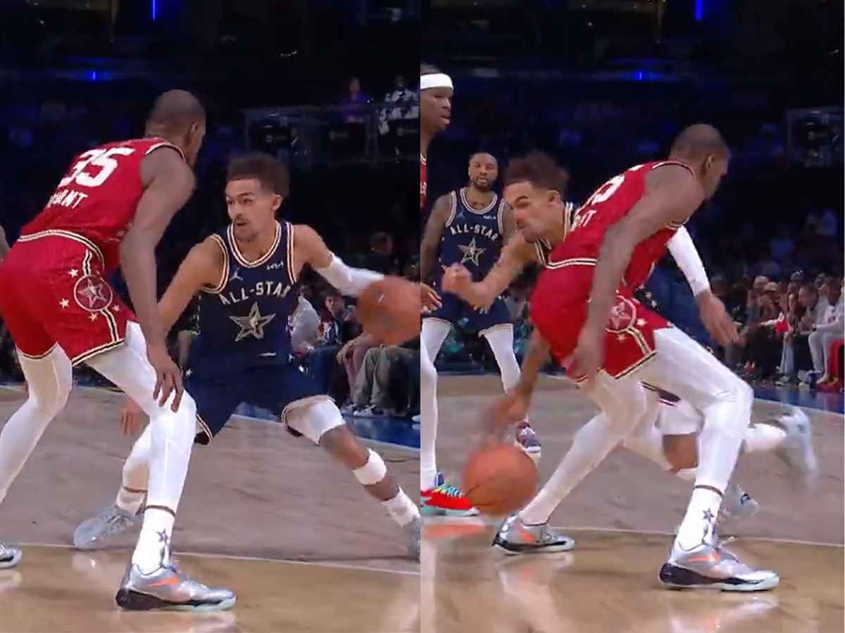 WATCH: Trae Young EMBARASSES Kevin Durant with nutmeg move at NBA All-star; fans react