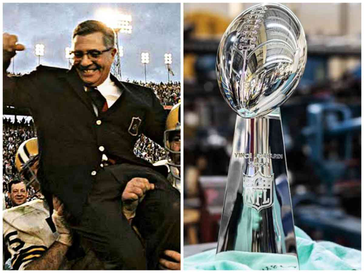  Packers coach Vince Lombardi (L) and the Vince Lombardi Trophy (R)