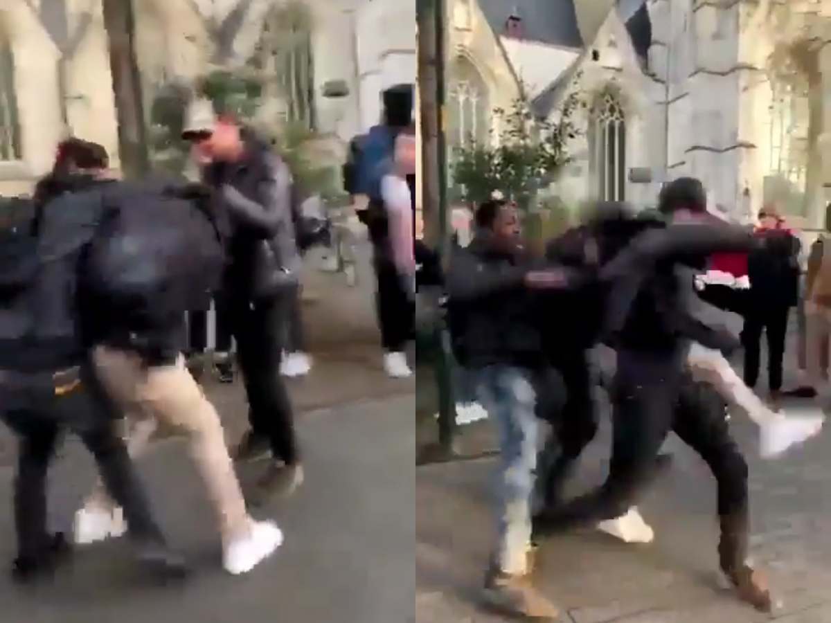 WATCH: “Had that boy spinning like Michael!” – High school kid uses high-level wrestling to intervene a 2 vs 1 street fight leaving fight fans in splits