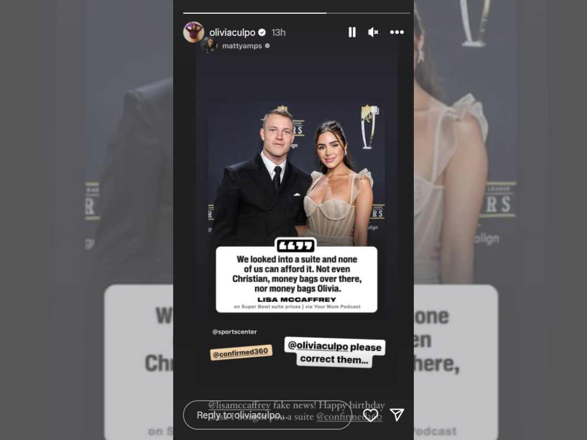 Christian McCaffrey’s fiancée Olivia Culpo breaks silence on rumors about CMC not being able to afford a $2.5 million suite at Super Bowl