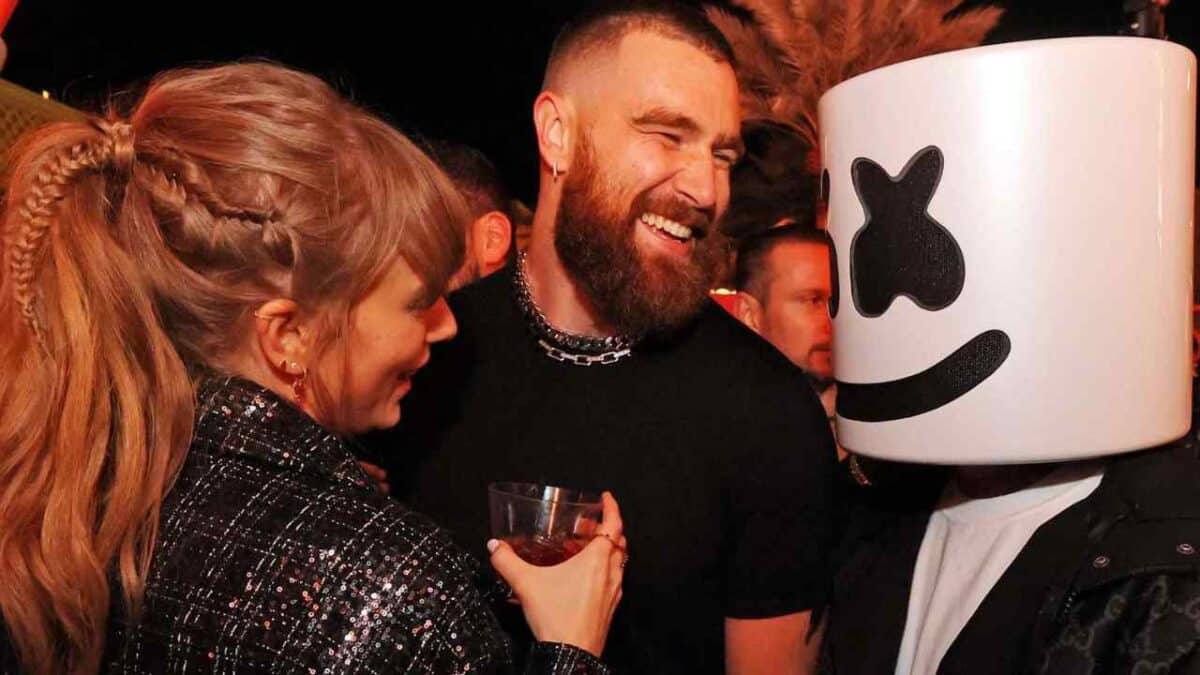 Taylor Swift and Travis Kelce at the Chiefs Super Bowl after party