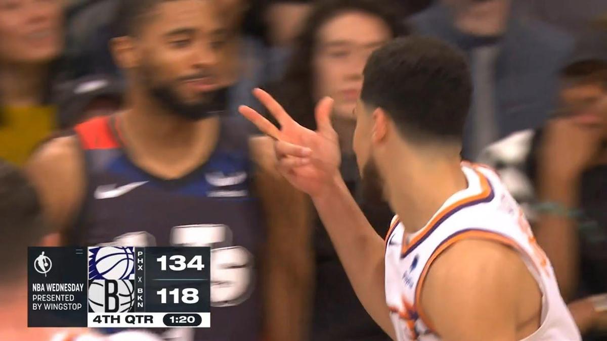 Devin Booker taunting Mikal Bridges (Via YouTube)