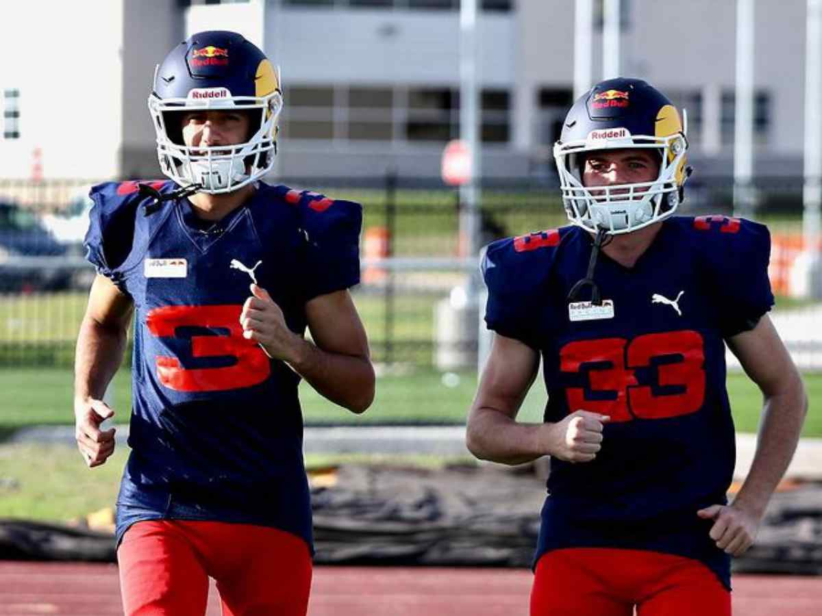 Max Verstappen and Daniel Ricciardo were playing American Football