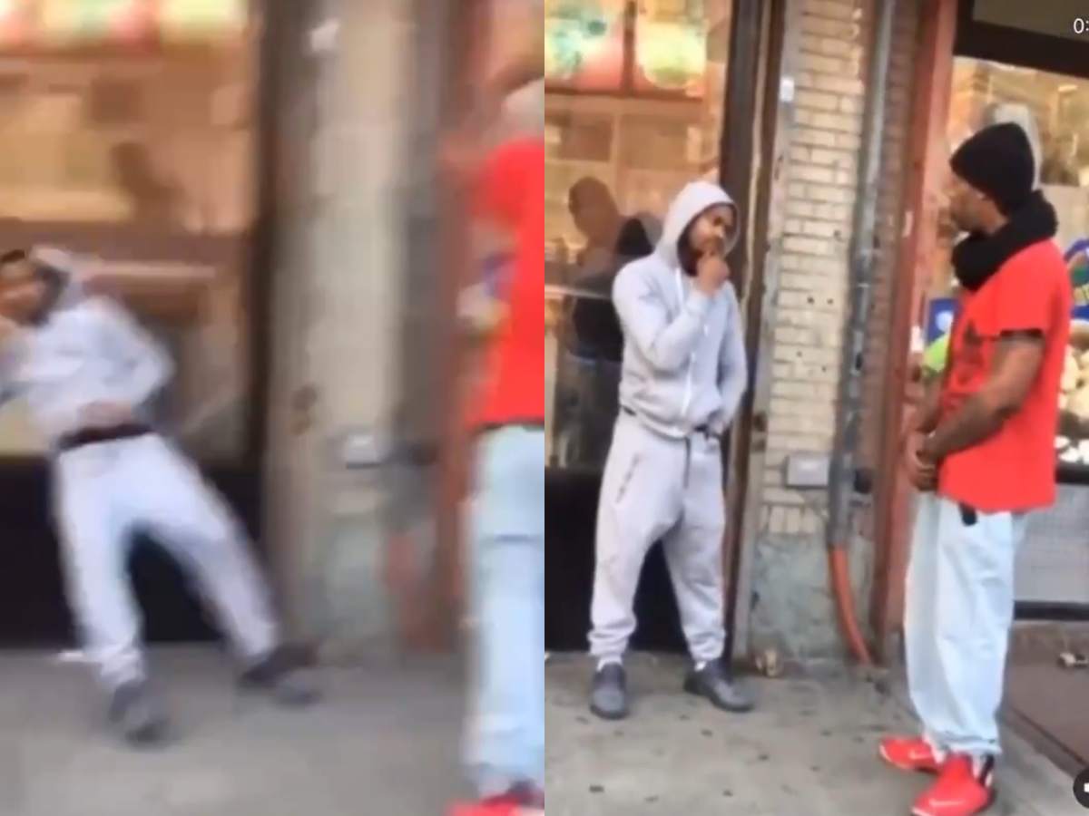 Slap knockout in street fight