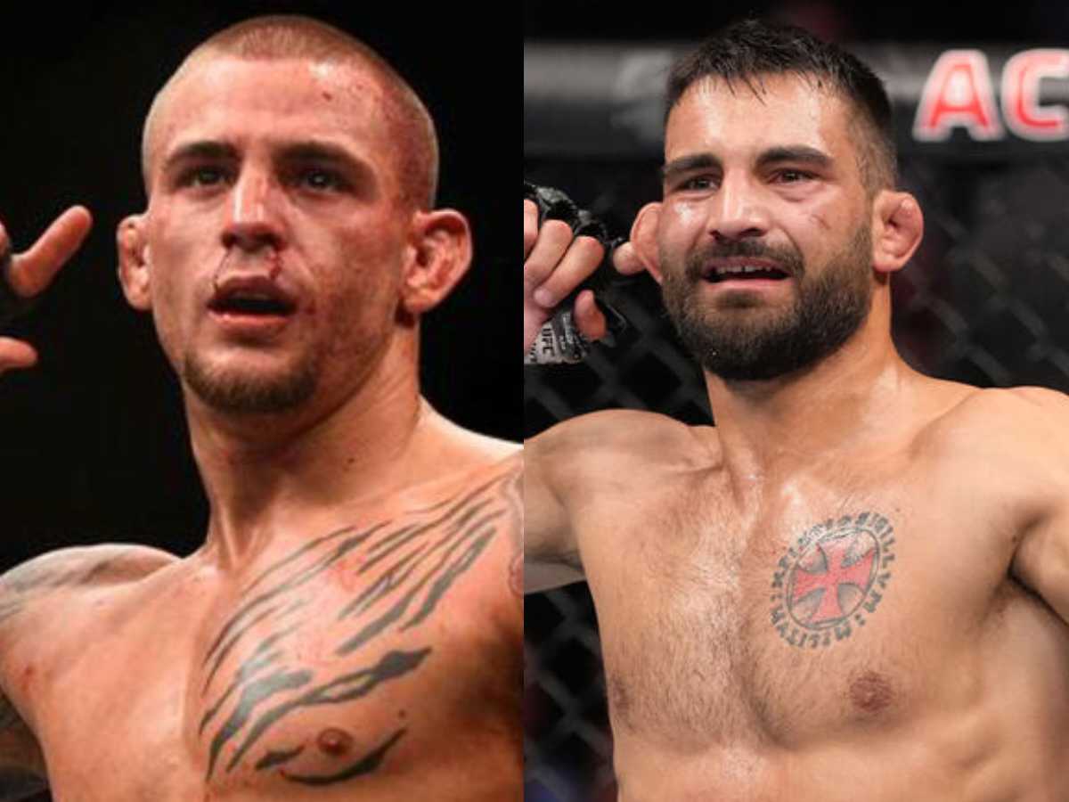 Dustin Poirier and Benoit Saint Denis fight at the co-main event